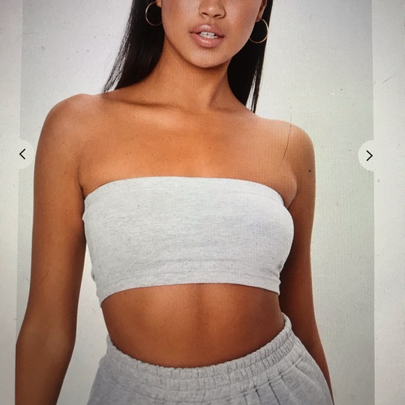 Missguided Tops - Misguided Gray Bandeau Top